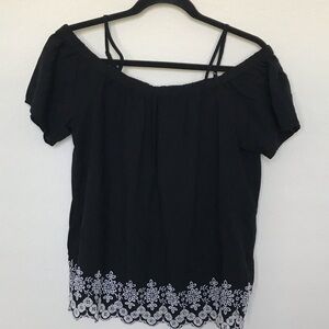 Old Navy Cold Shoulder Embroidered Top
